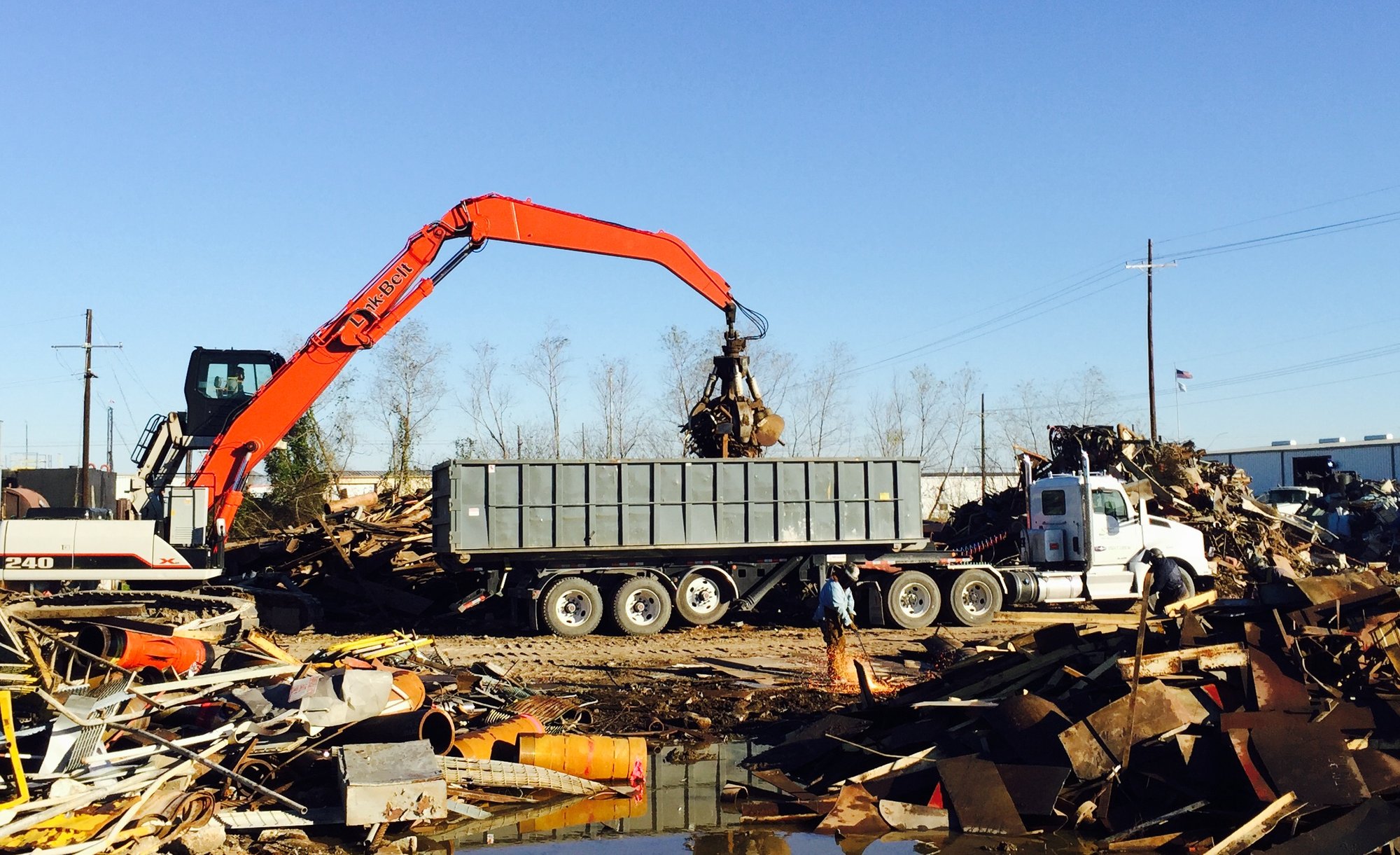 all metal in yard and putting into bin